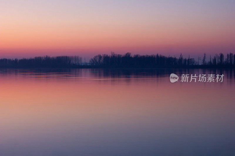 A blue hour riverscape.